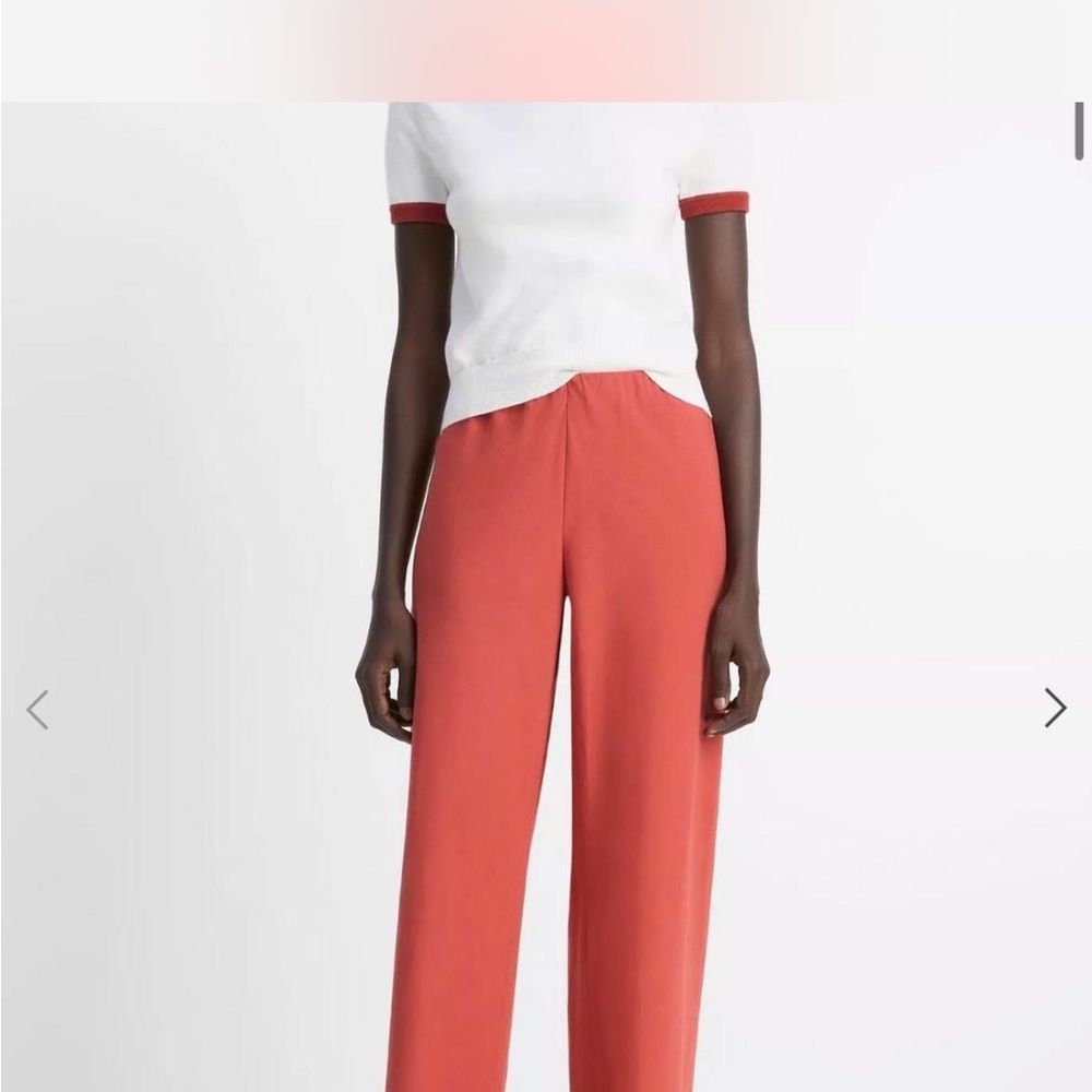 Wide-Leg High-Rise Pants in Rust Pink